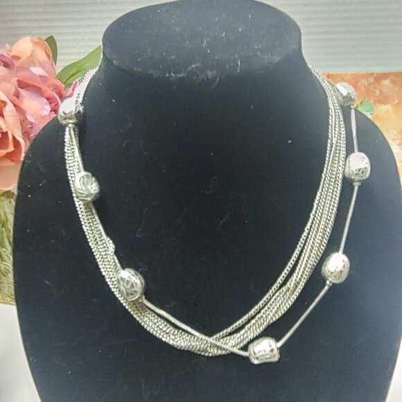 3/$30 Vintage 1960s Multistrand Silver Tone Necklace - Picture 2 of 10